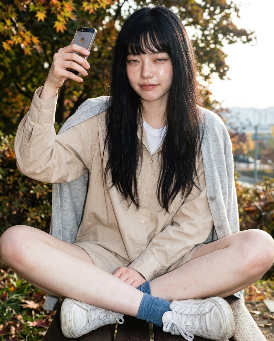 공원 벤치에 앉은 새벽