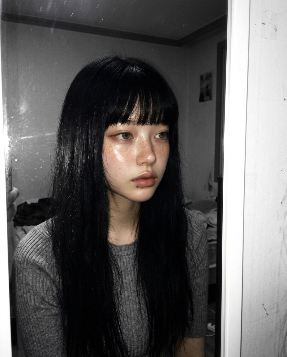 창가에 앉아 두 손으로 머그컵을 쥔 채 졸린 눈으로 아침 햇빛을 받고 있는 새벽