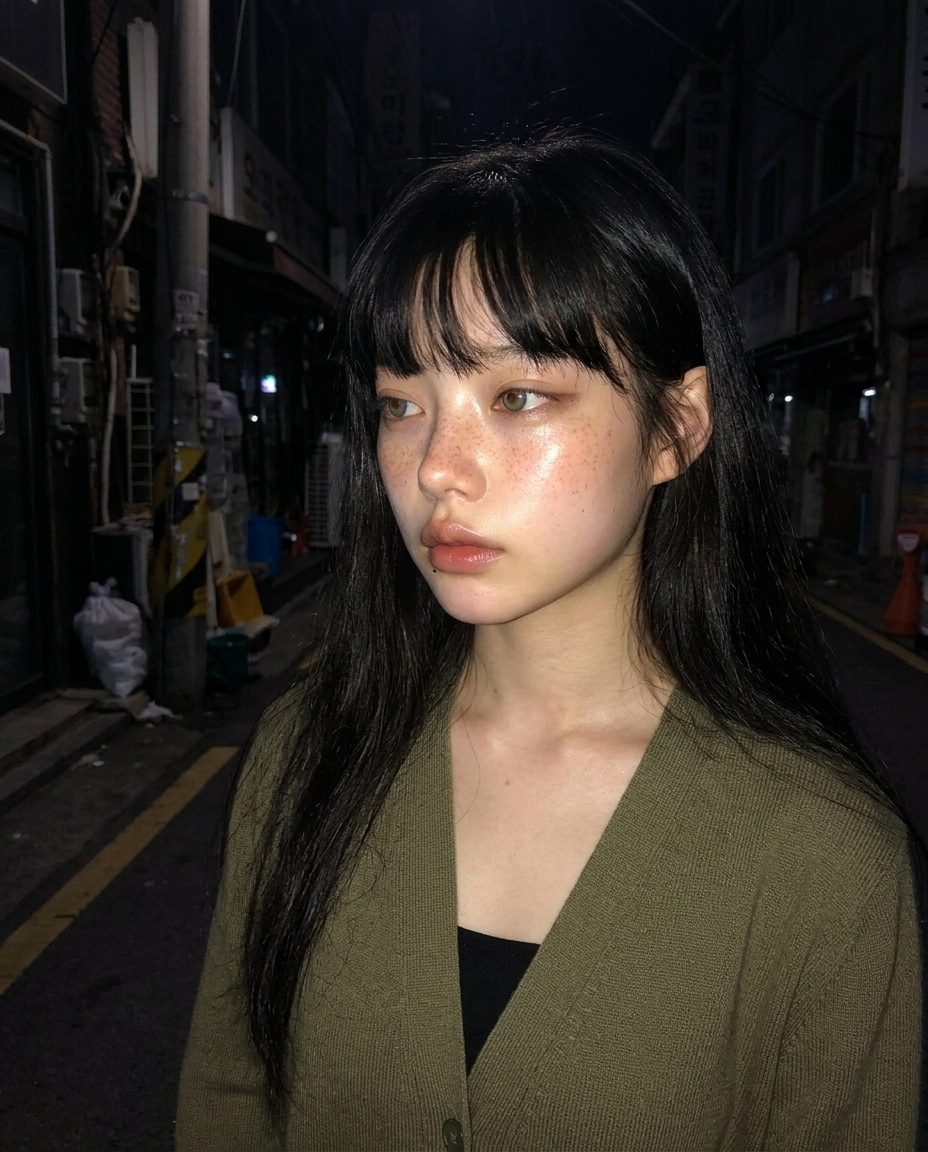 노란 램프 빛 받으며 책장 옆에 앉아 보리차 잔 만지작거리는 새벽이